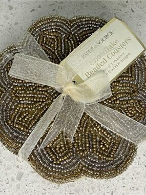 Paper Source Gold and Silver Beaded Coasters